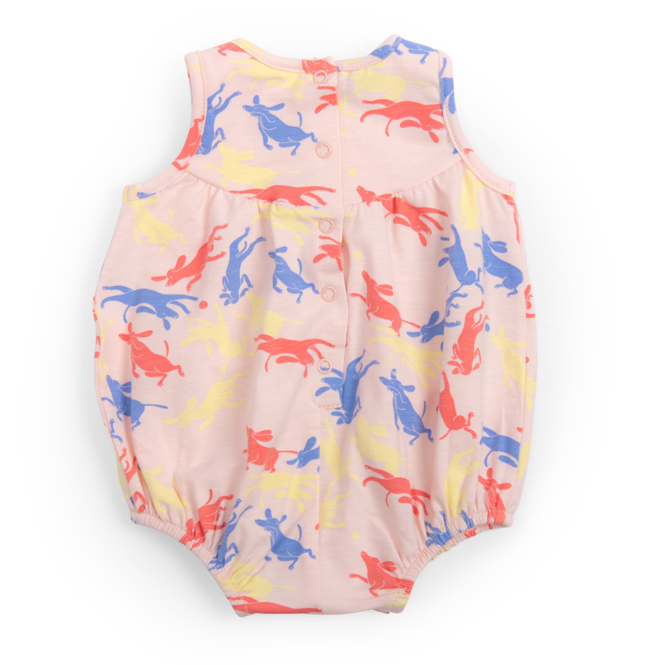 Printed pink cotton romper, Lalie