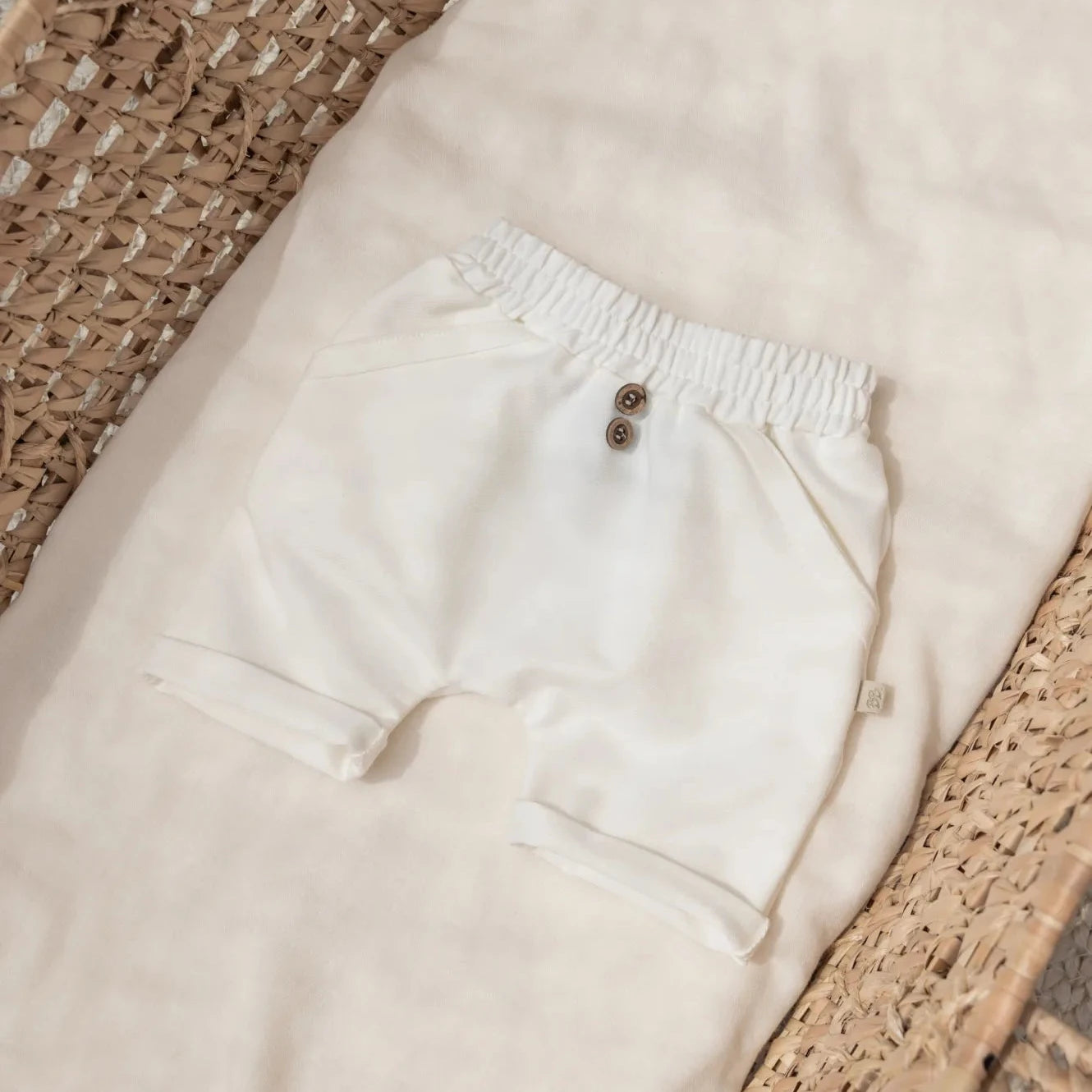 Pantaloni bermuda in bambù e cotone bio, Jeans white