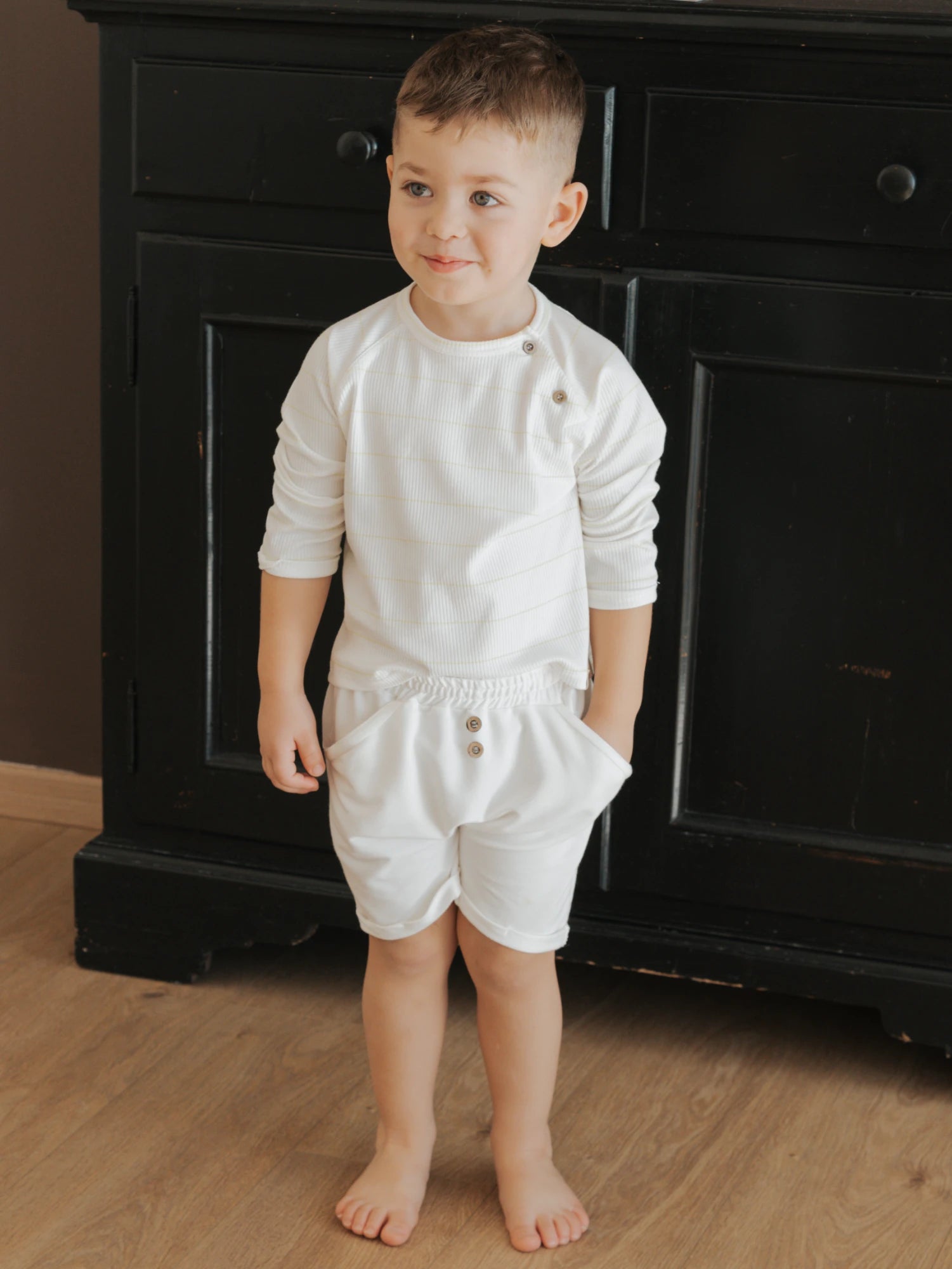 Pantaloni bermuda in bambù e cotone bio, Jeans white | Bamboom
