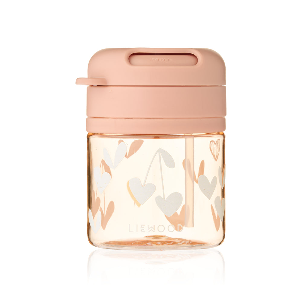 Tazza con cannuccia in tritan 280ml, Cuori