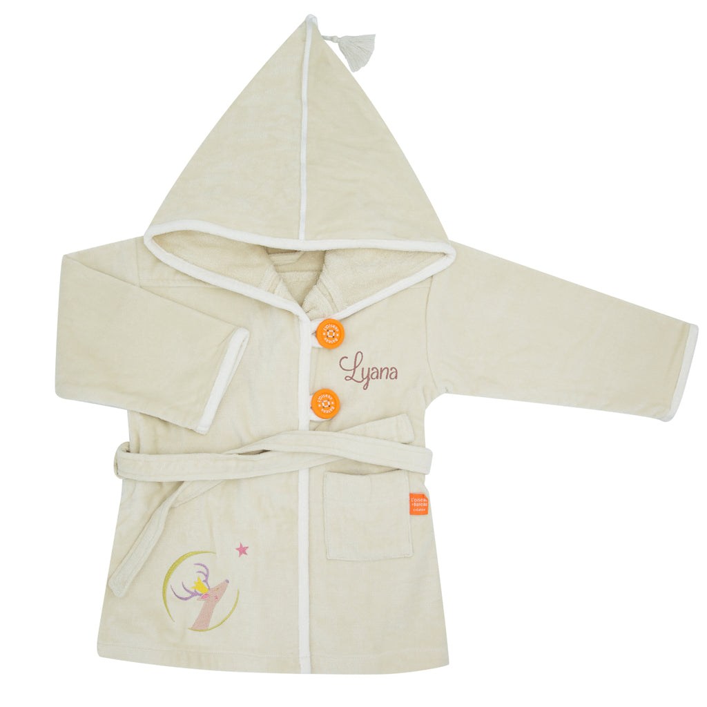 Custom kids’ terry bathrobe with name embroidery