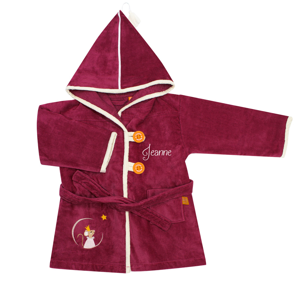 Custom kids’ terry bathrobe with name embroidery