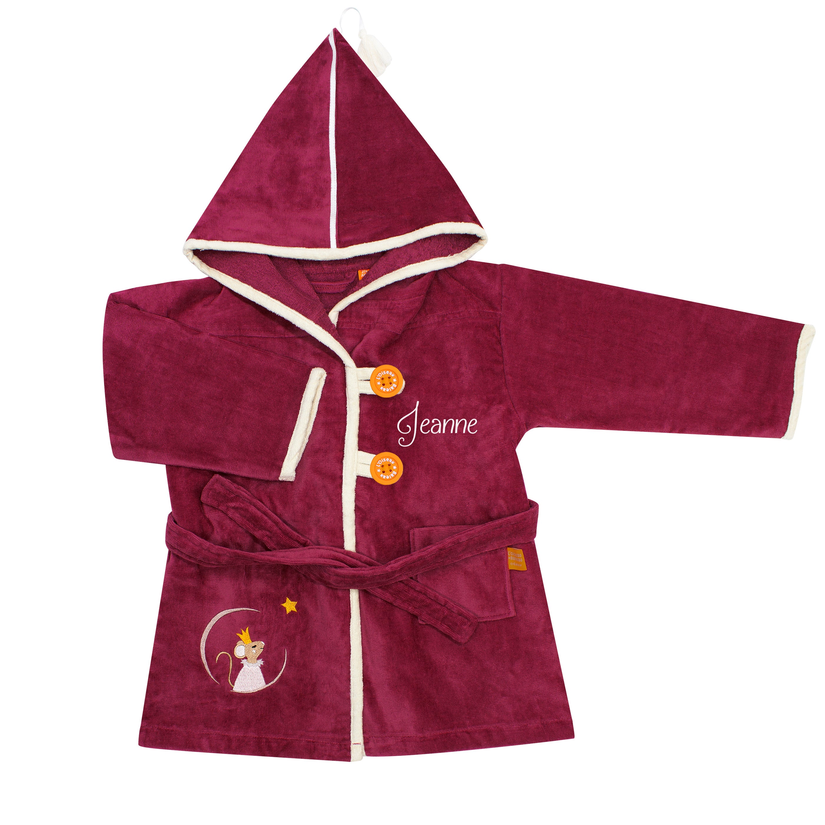 Custom kids’ terry bathrobe with name embroidery