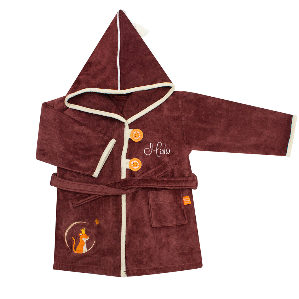 Custom kids’ terry bathrobe with name embroidery