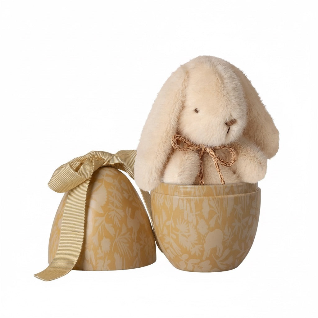 Piccolo uovo di Pasqua con coniglietto peluche, Giallo
