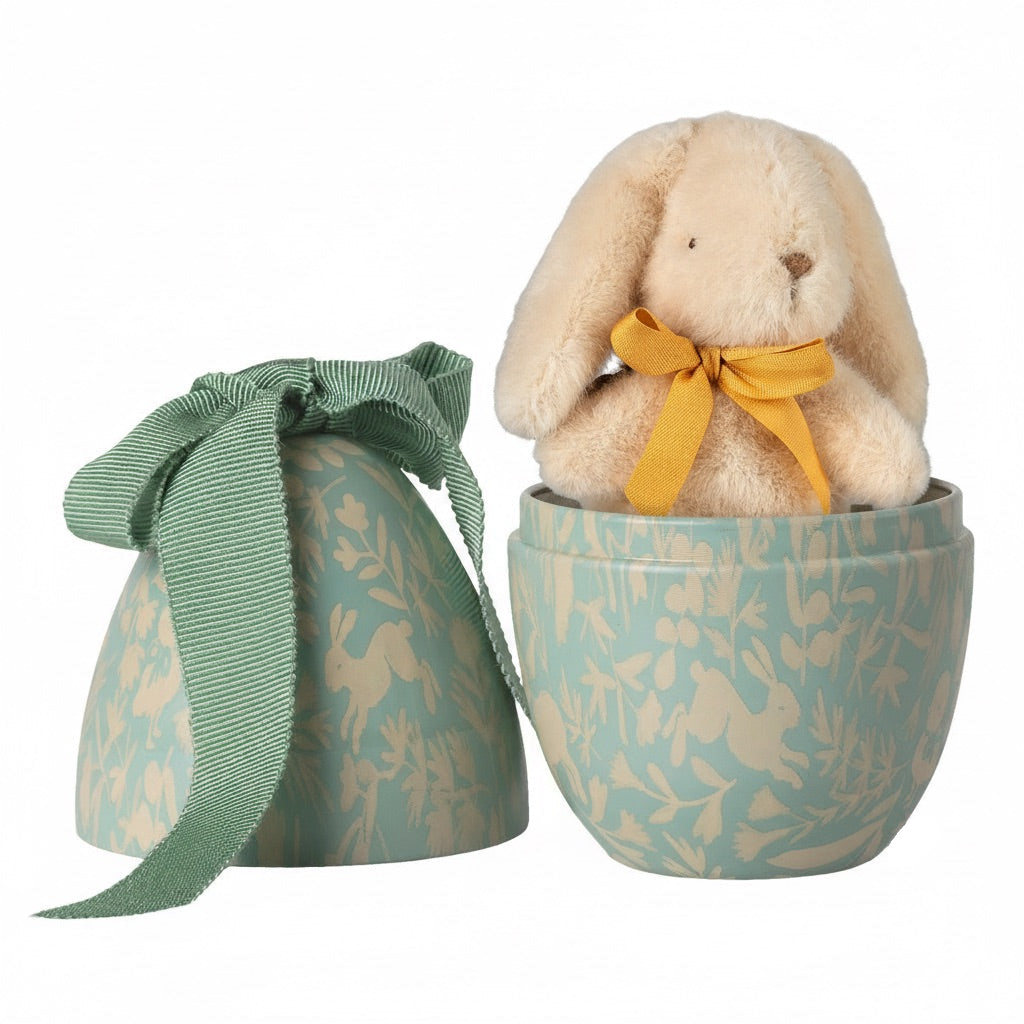 Piccolo uovo di Pasqua con coniglietto peluche, Menta