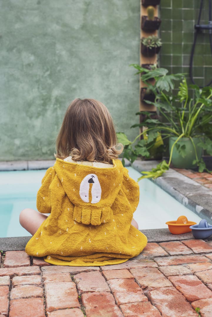 Poncho in organic cotton, Lion