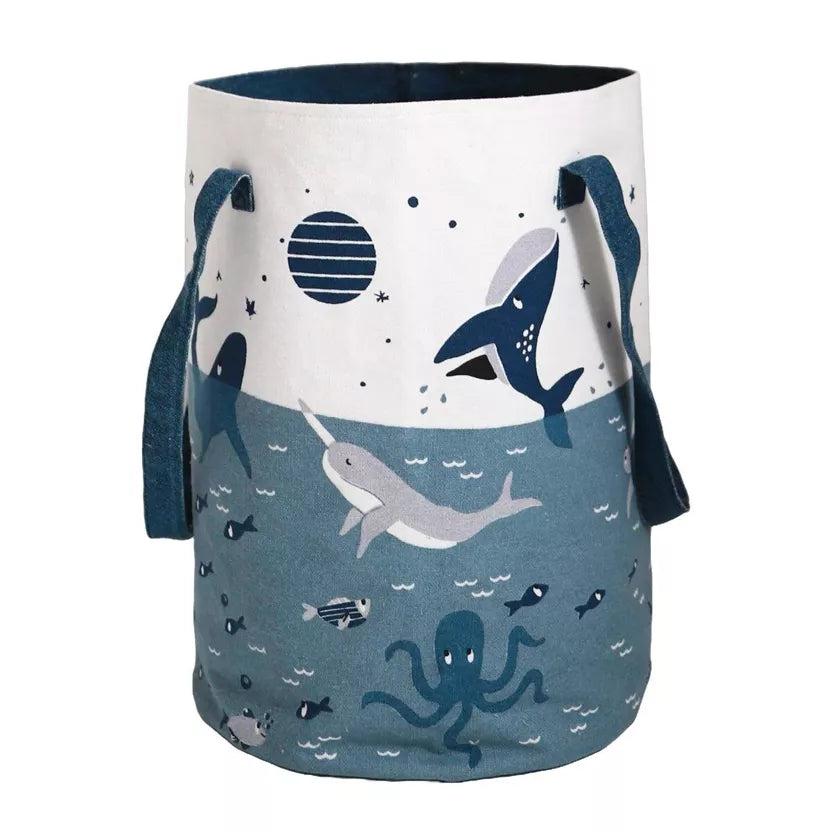 Large cotton toy basket - Under the sea