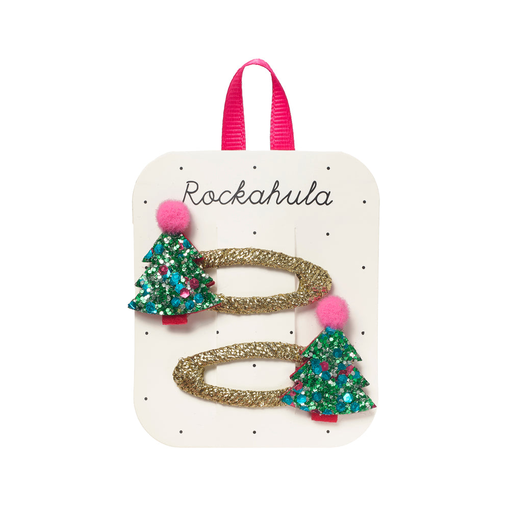 Fermagli con alberi di Natale glitterati Rockahula