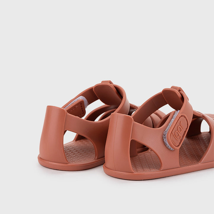 Beach sandals barefoot concept, Terracotta