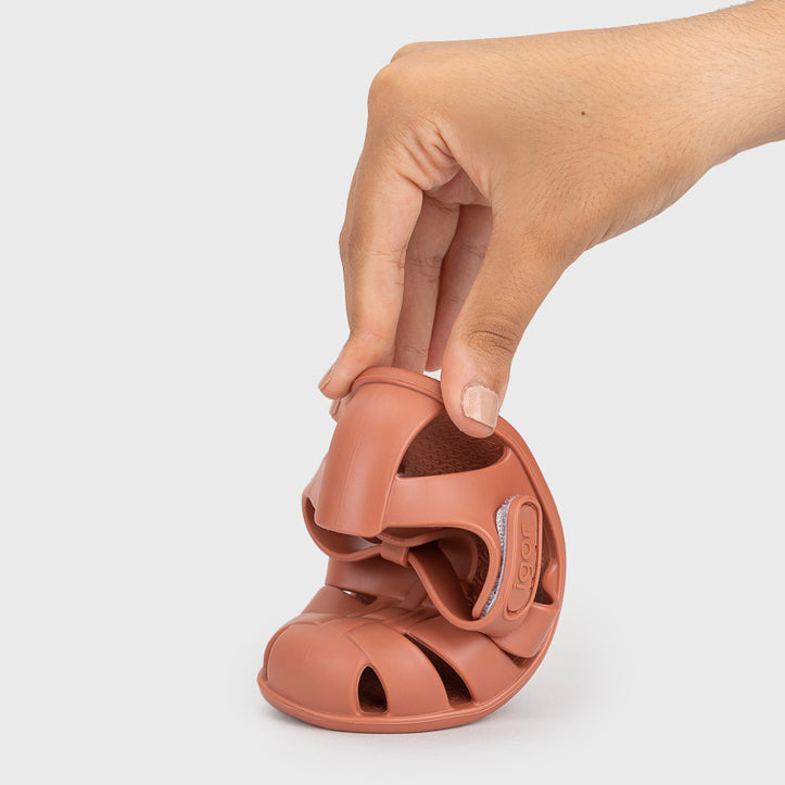 Beach sandals barefoot concept, Terracotta