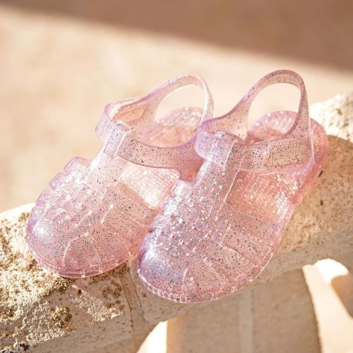 Sandali da mare trasparenti glitter, Rosa
