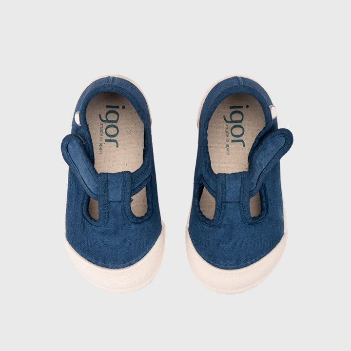 Scarpe in tela a T, Marino