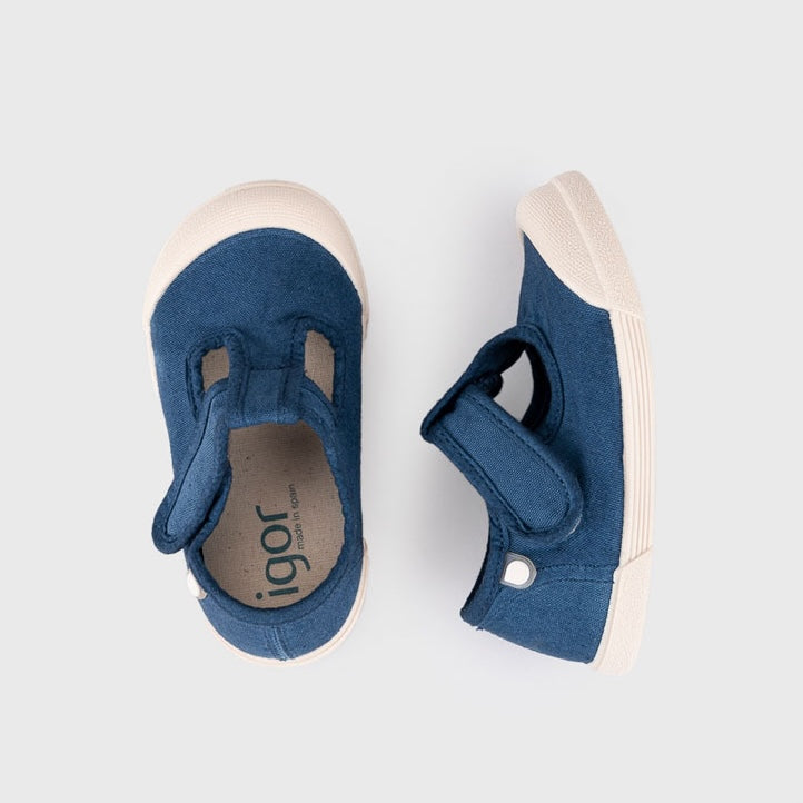 Scarpe in tela a T, Marino