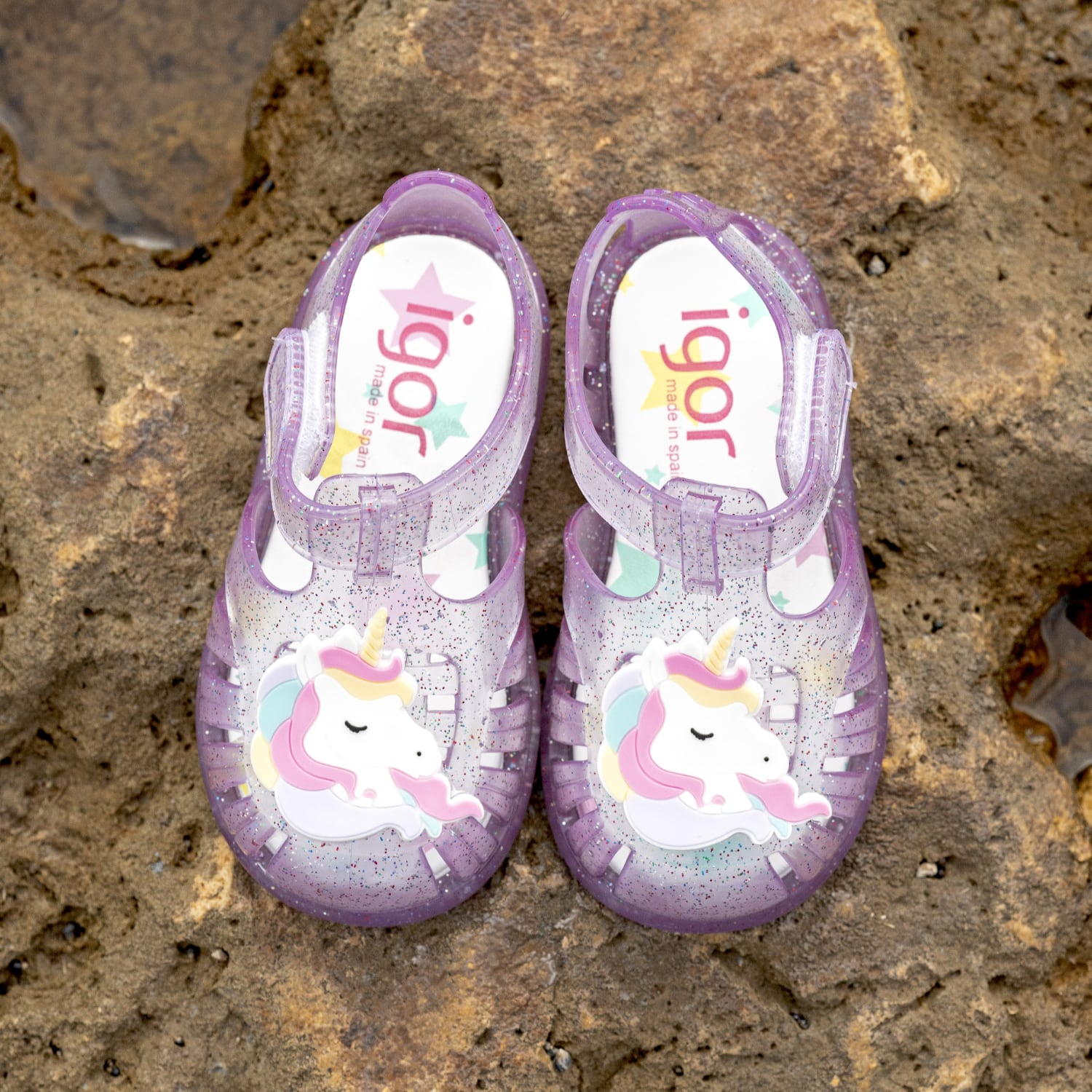 Lightweight and flexible sandals in soft rubber, Tobby Unicorn