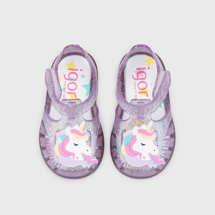 Lightweight and flexible sandals in soft rubber, Tobby Unicorn