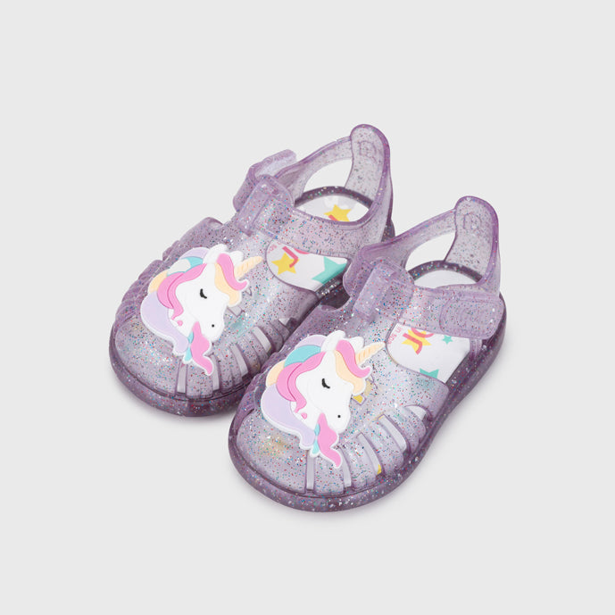 Lightweight and flexible sandals in soft rubber, Tobby Unicorn