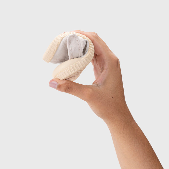 Open canvas shoes barefoot concept, Ice