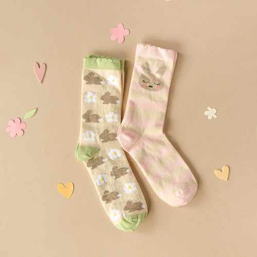Organic Cotton Socks, 2 Pairs, Bunny (3-5 Years)