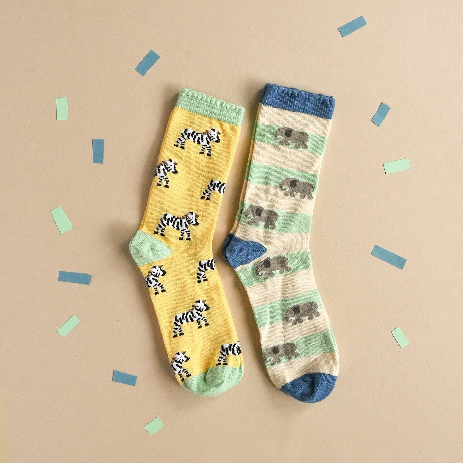 Organic Cotton Socks, 2 Pairs, Safari (3-5 Years)