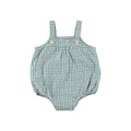 Green checked cotton romper
