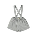 Cotton linen blend bib shorts, Grey
