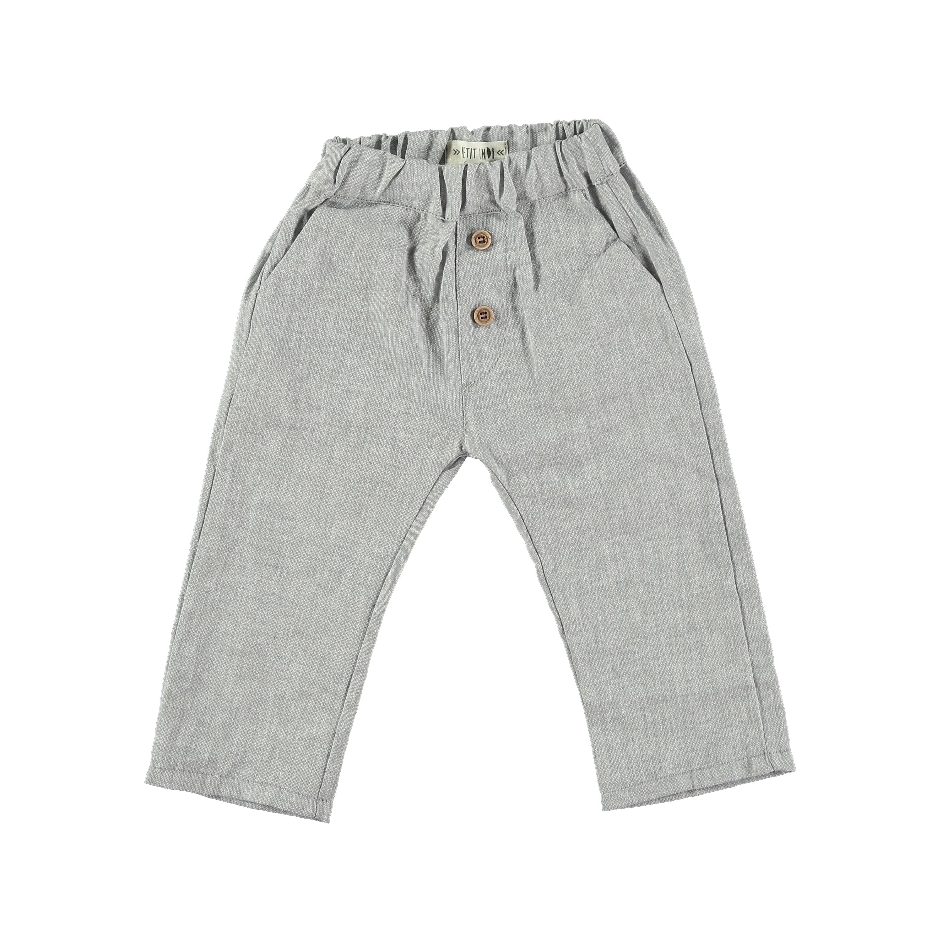 Pantaloni in misto lino cotone, Grigio chiaro
