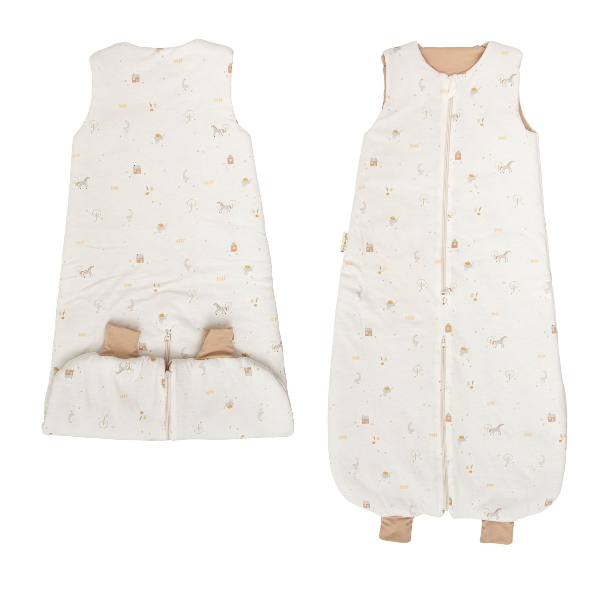 Evolutionary summer sleeping bag bamboo organic cotton, 4-24 months, Tog 1 Farm