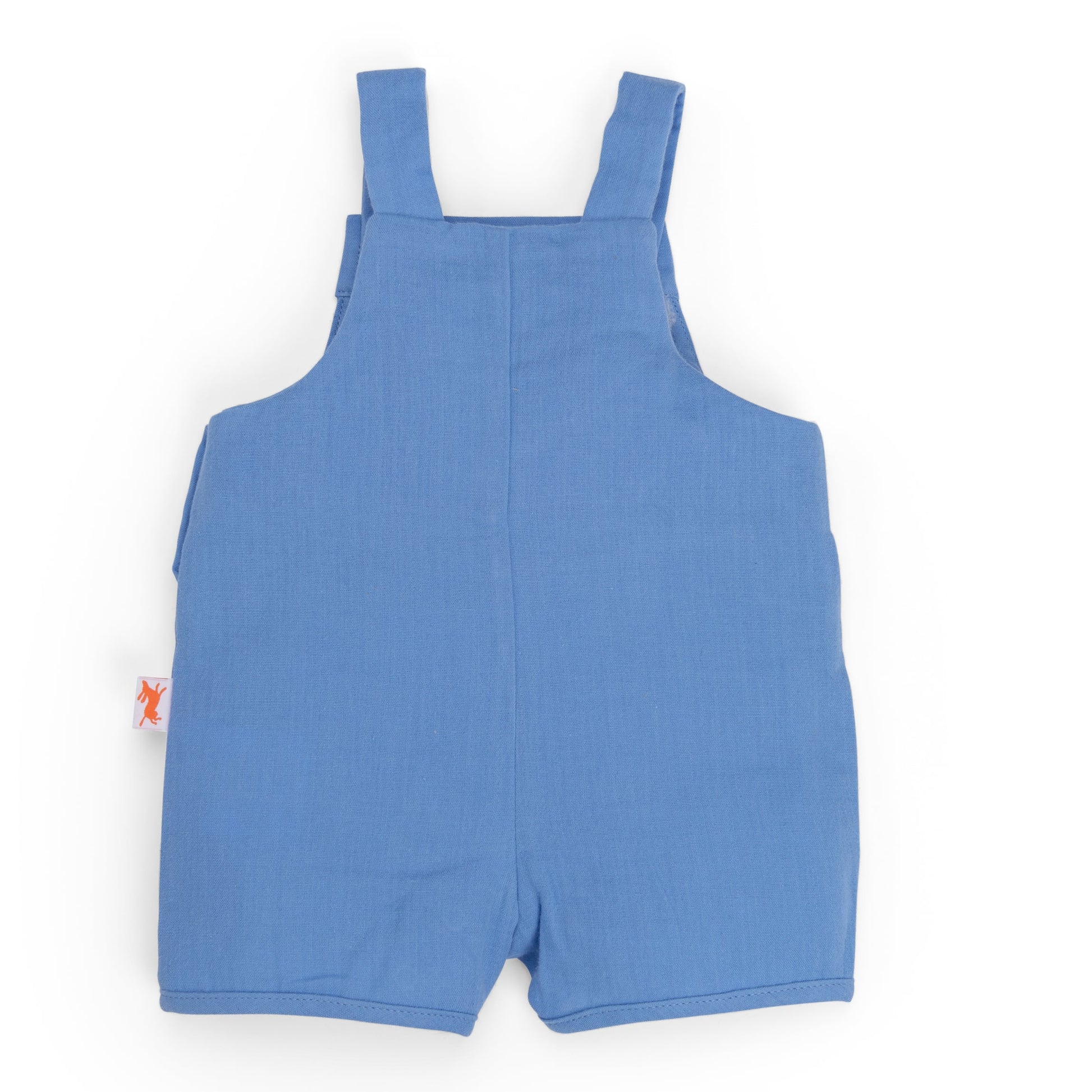 Salopette corta in mussola di cotone blu, Larry