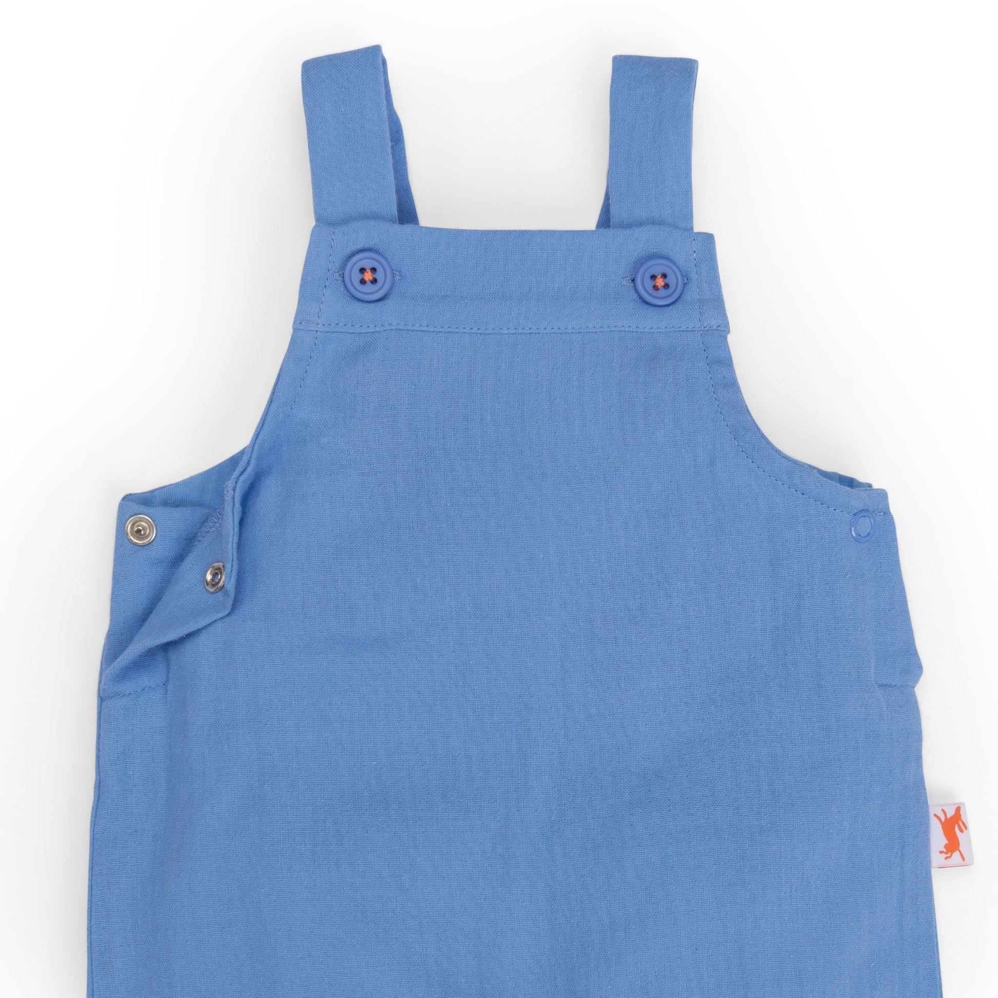 Salopette corta in mussola di cotone blu, Larry