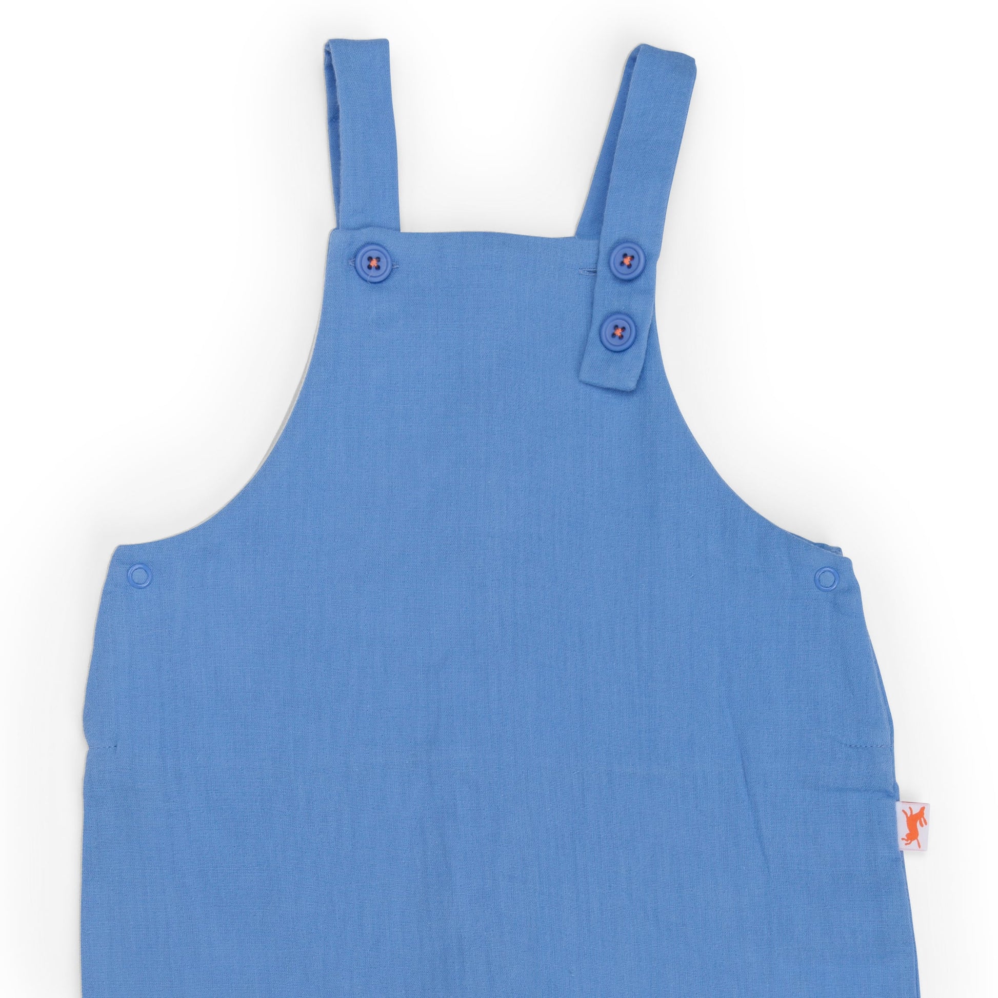 Salopette in mussola di cotone blu, Leandre
