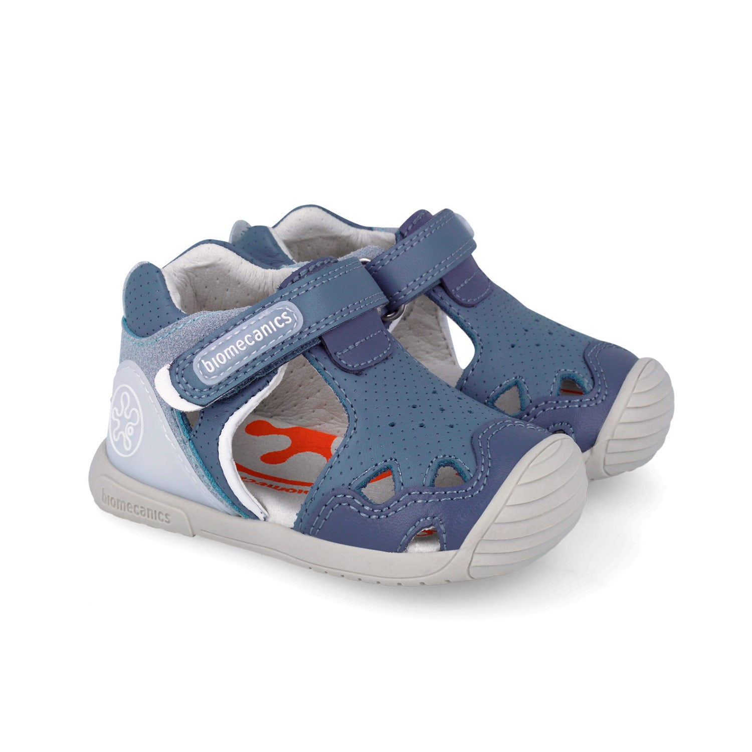 Sandali primi passi in pelle, Blu indigo