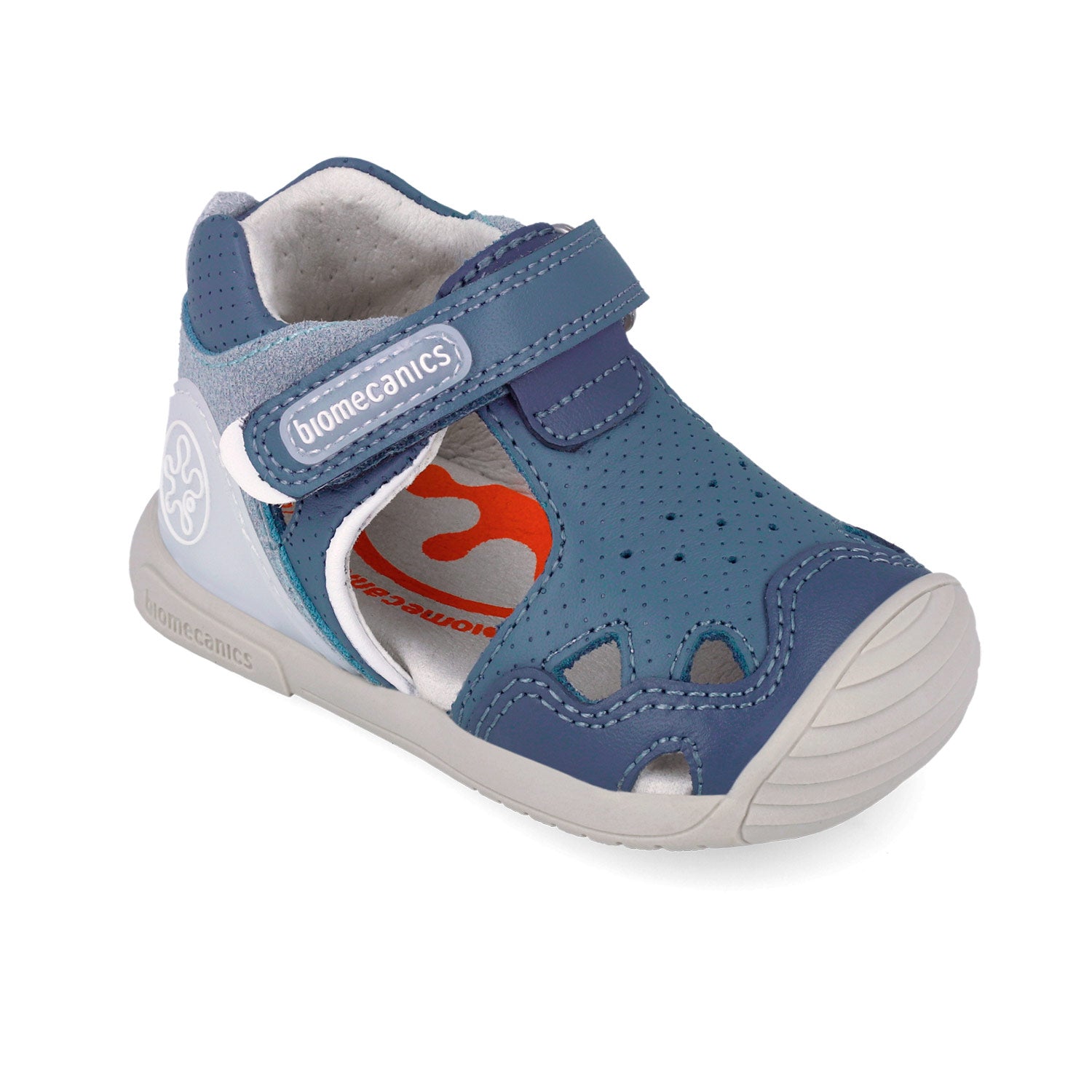 Sandali primi passi in pelle, Blu indigo