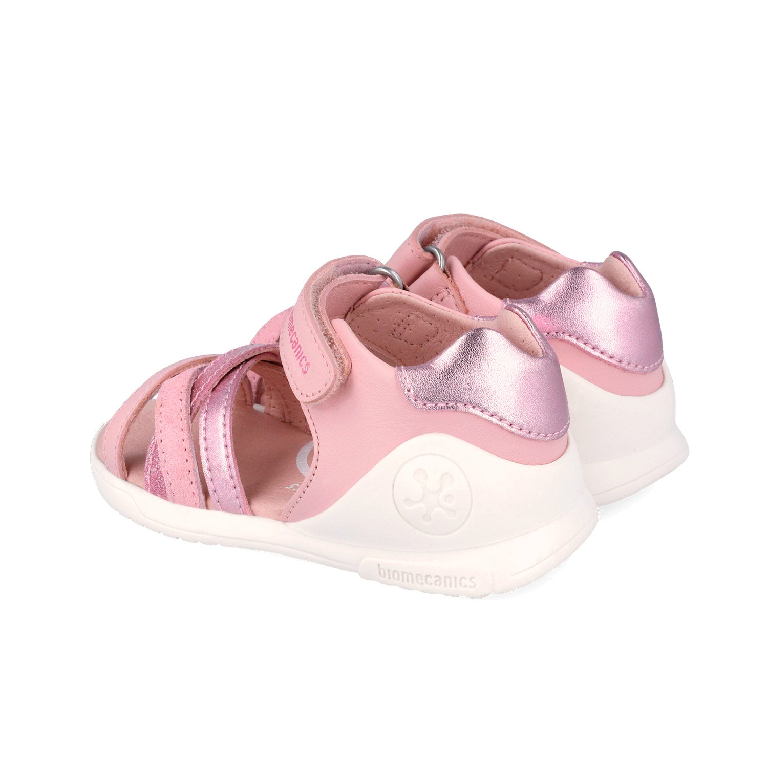 Sandali aperti in pelle, Rosa glitter