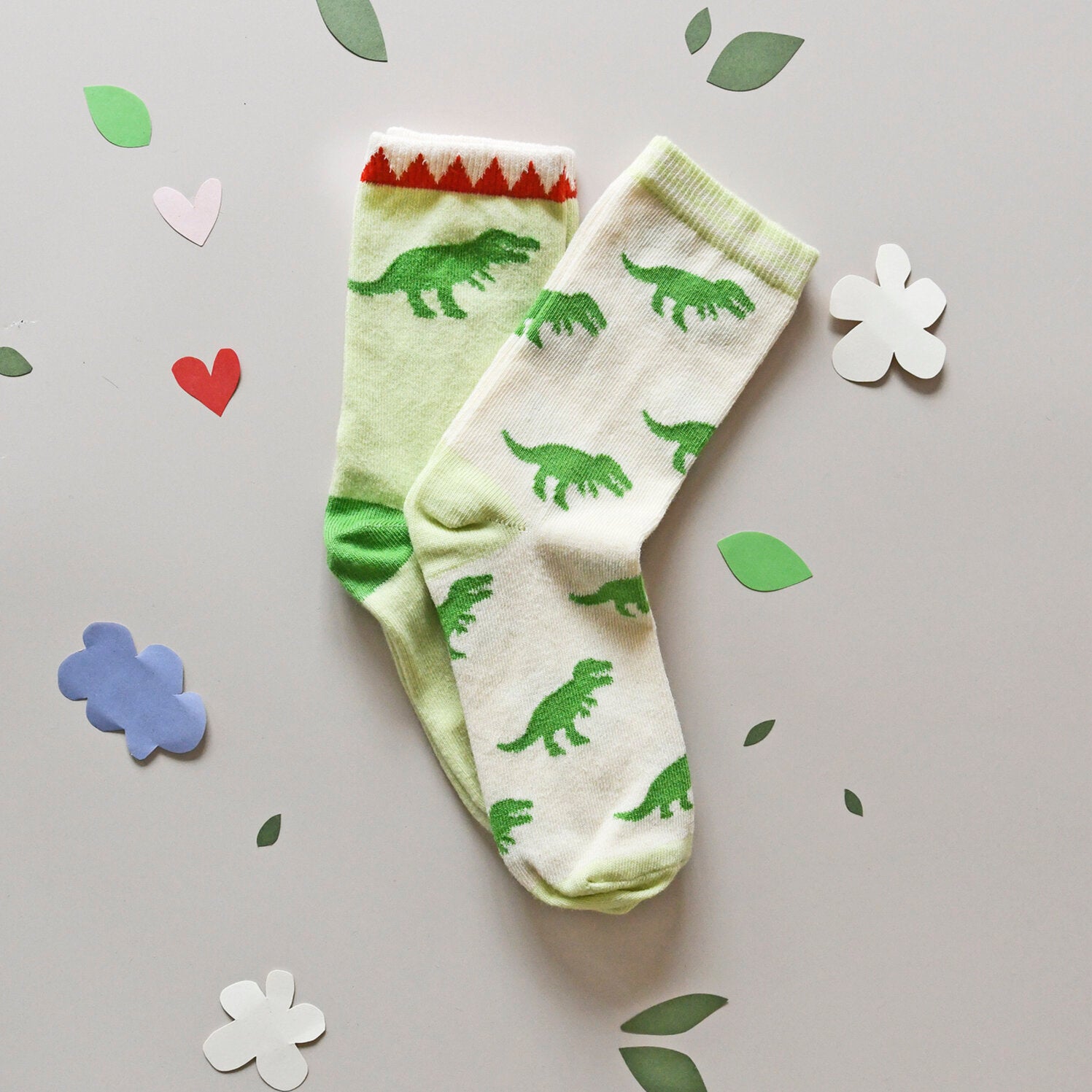 Organic Cotton Socks, 2 Pairs, Dinosaurs (3-5 Years)