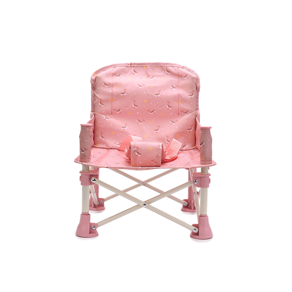Portable Foldable Chair with Removable Tray, Pink Whale