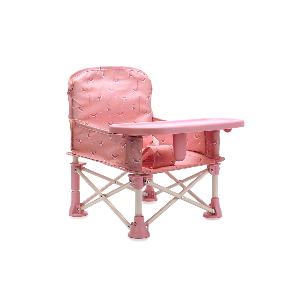 Portable Foldable Chair with Removable Tray, Pink Whale