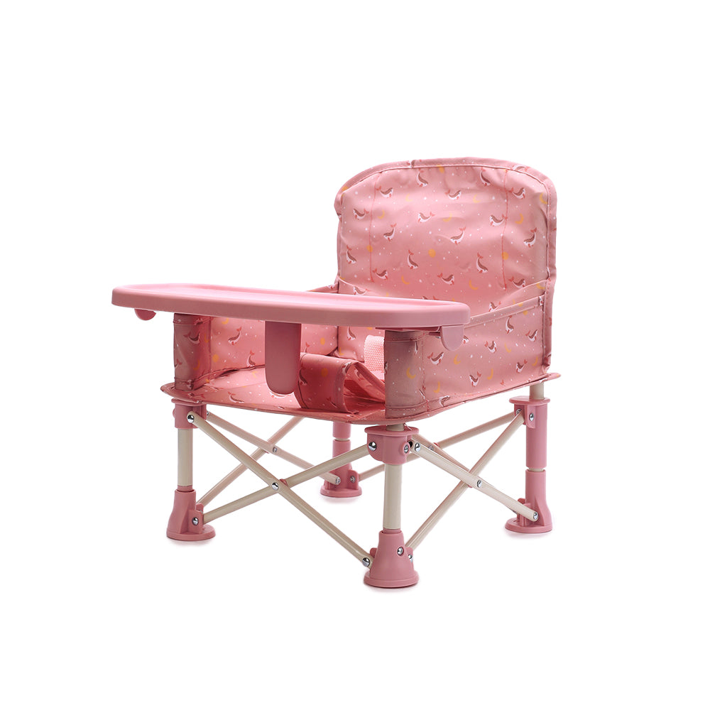 Portable Foldable Chair with Removable Tray, Pink Whale