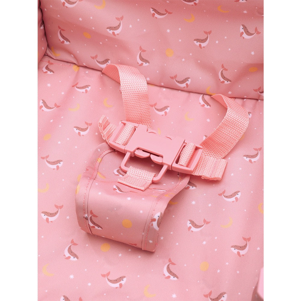 Portable Foldable Chair with Removable Tray, Pink Whale