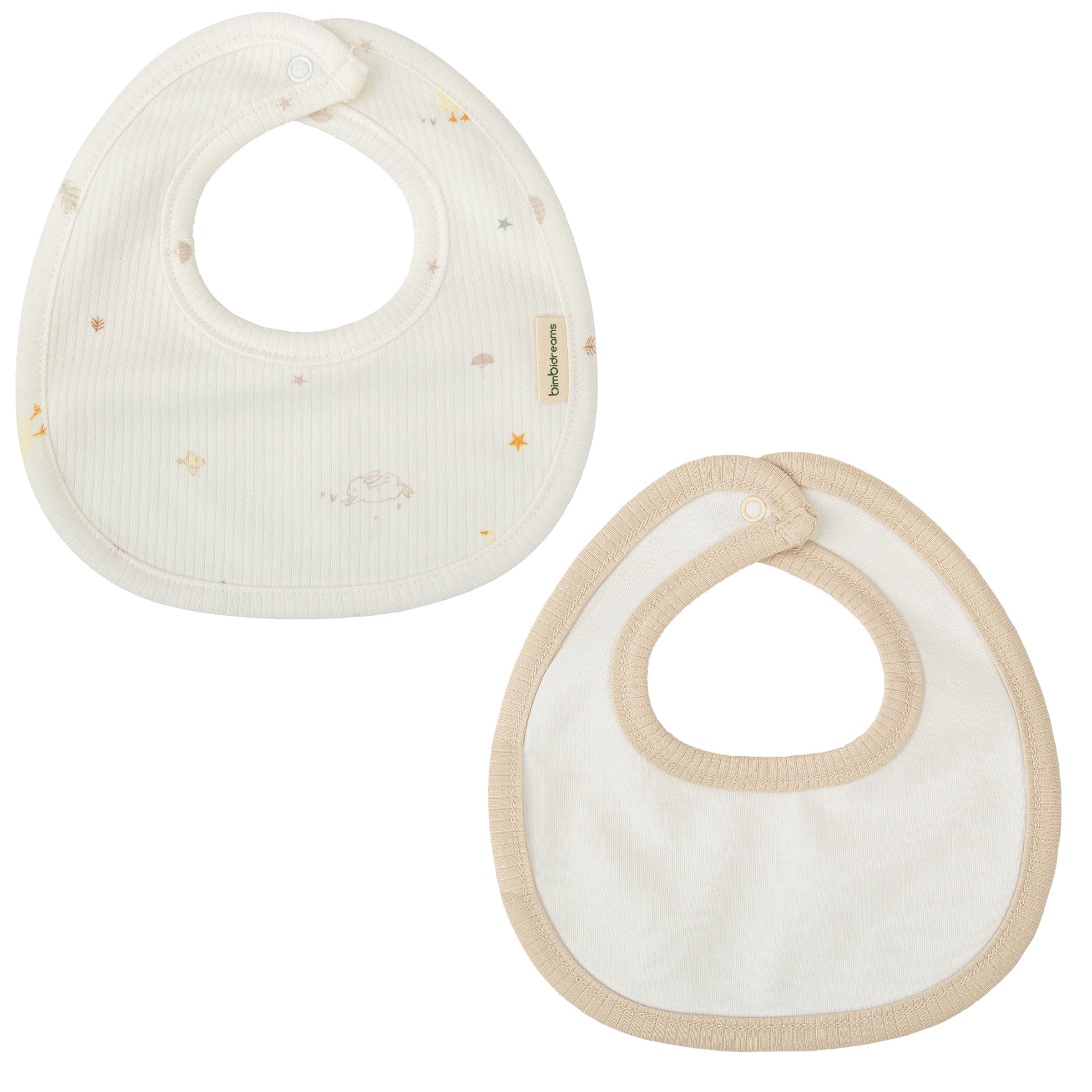 Set of 2 bamboo and organic cotton bibs, Happy forest
