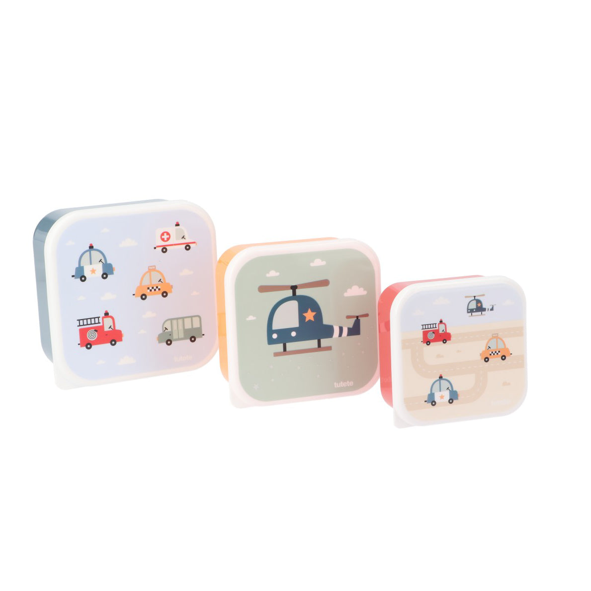 Set di tre scatole per alimenti, City cars