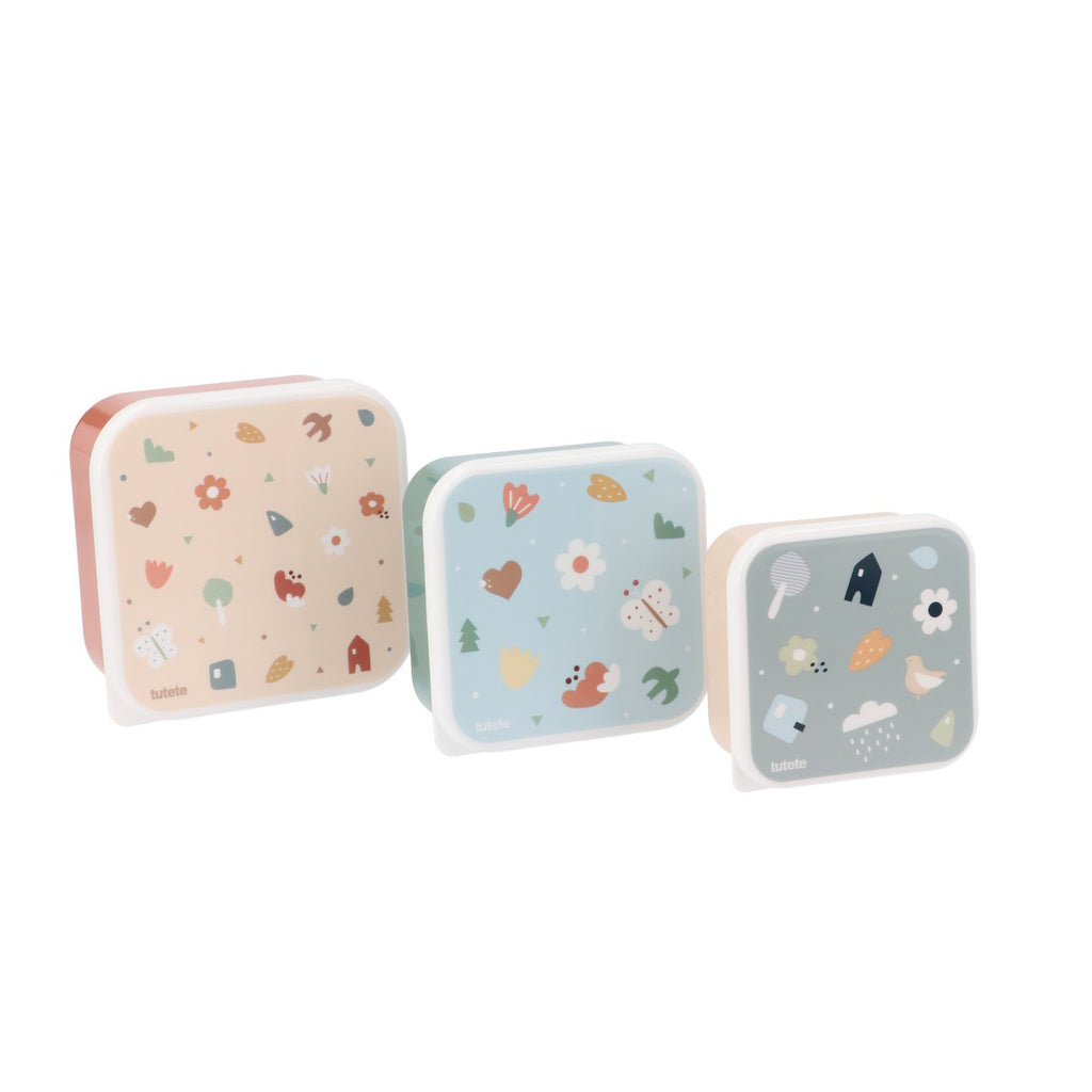 Set di tre scatole per alimenti, Geometric nature