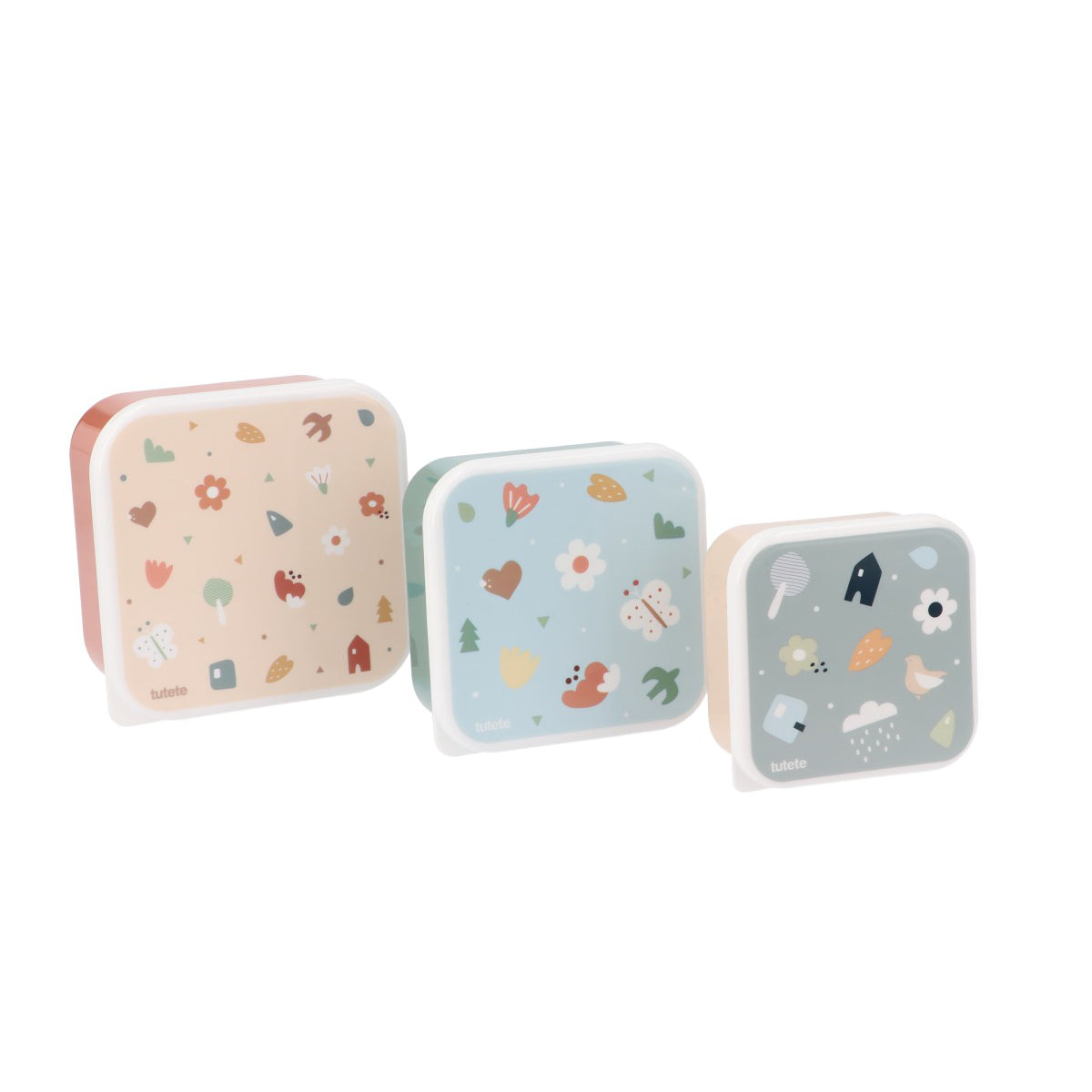 Set di tre scatole per alimenti, Geometric nature