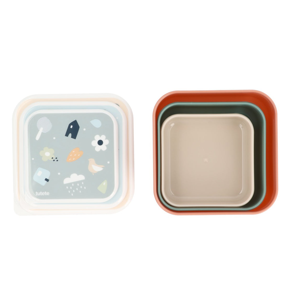Set di tre scatole per alimenti, Geometric nature