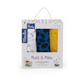 Set of 3 organic cotton muslin blankets, Puce and Pilou