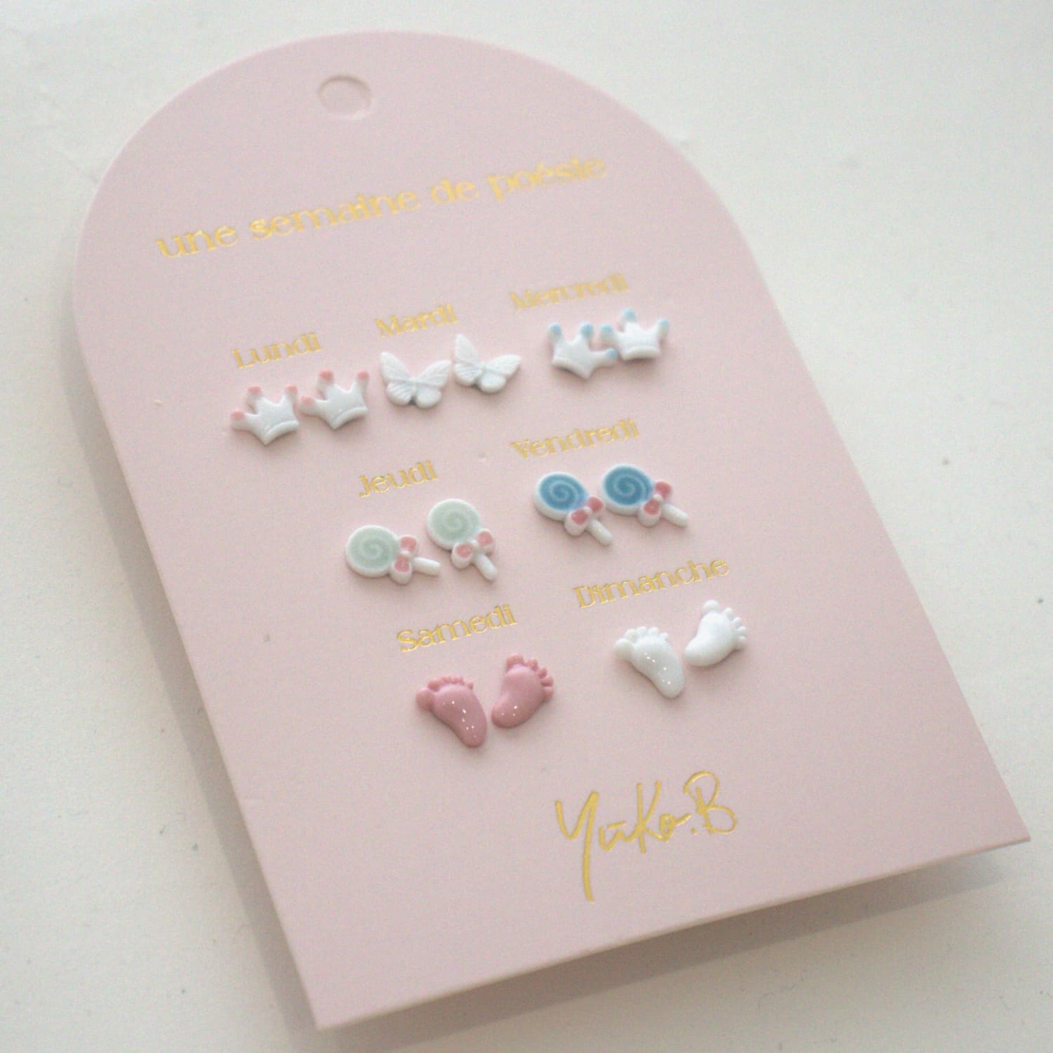 Set of 7 pairs of earrings, A week of poetry - Baby shower