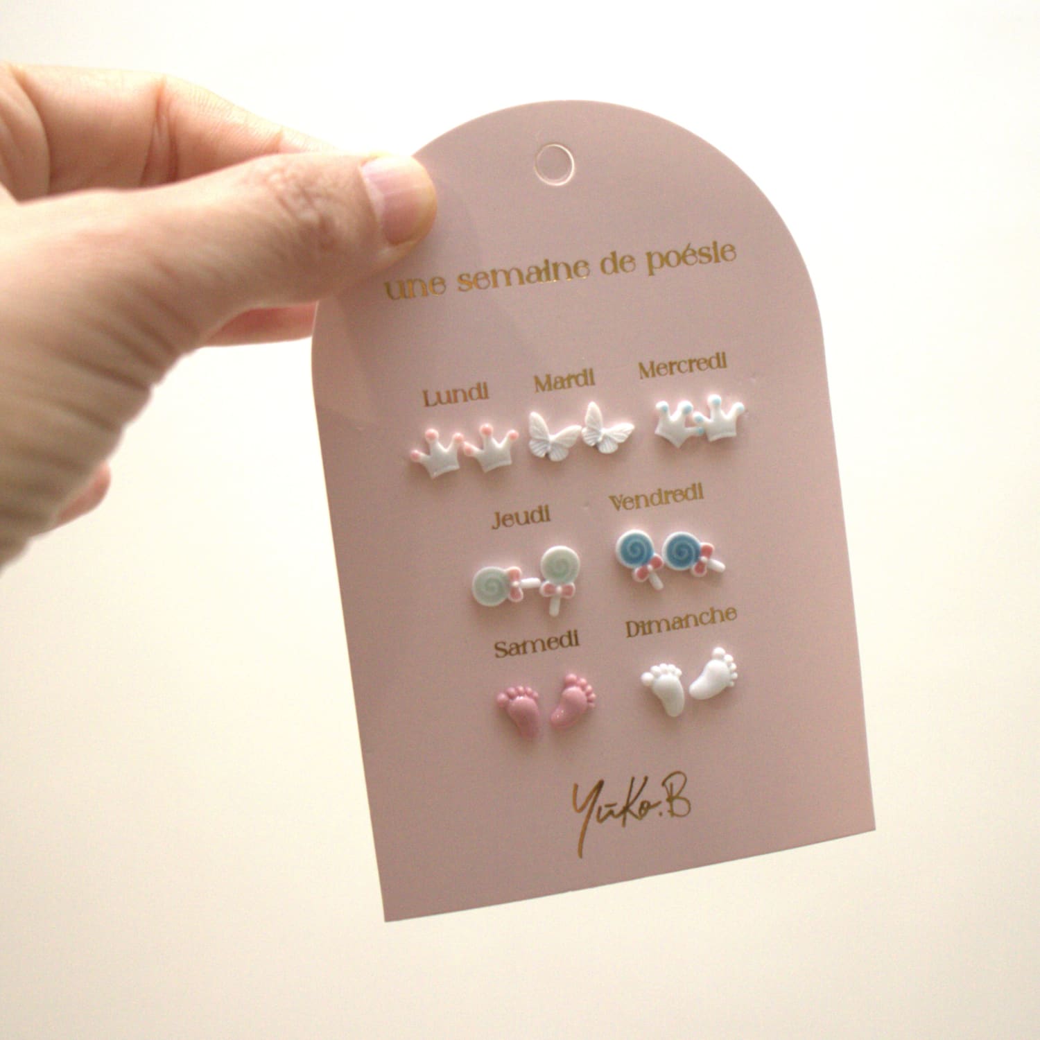 Set of 7 pairs of earrings, A week of poetry - Baby shower