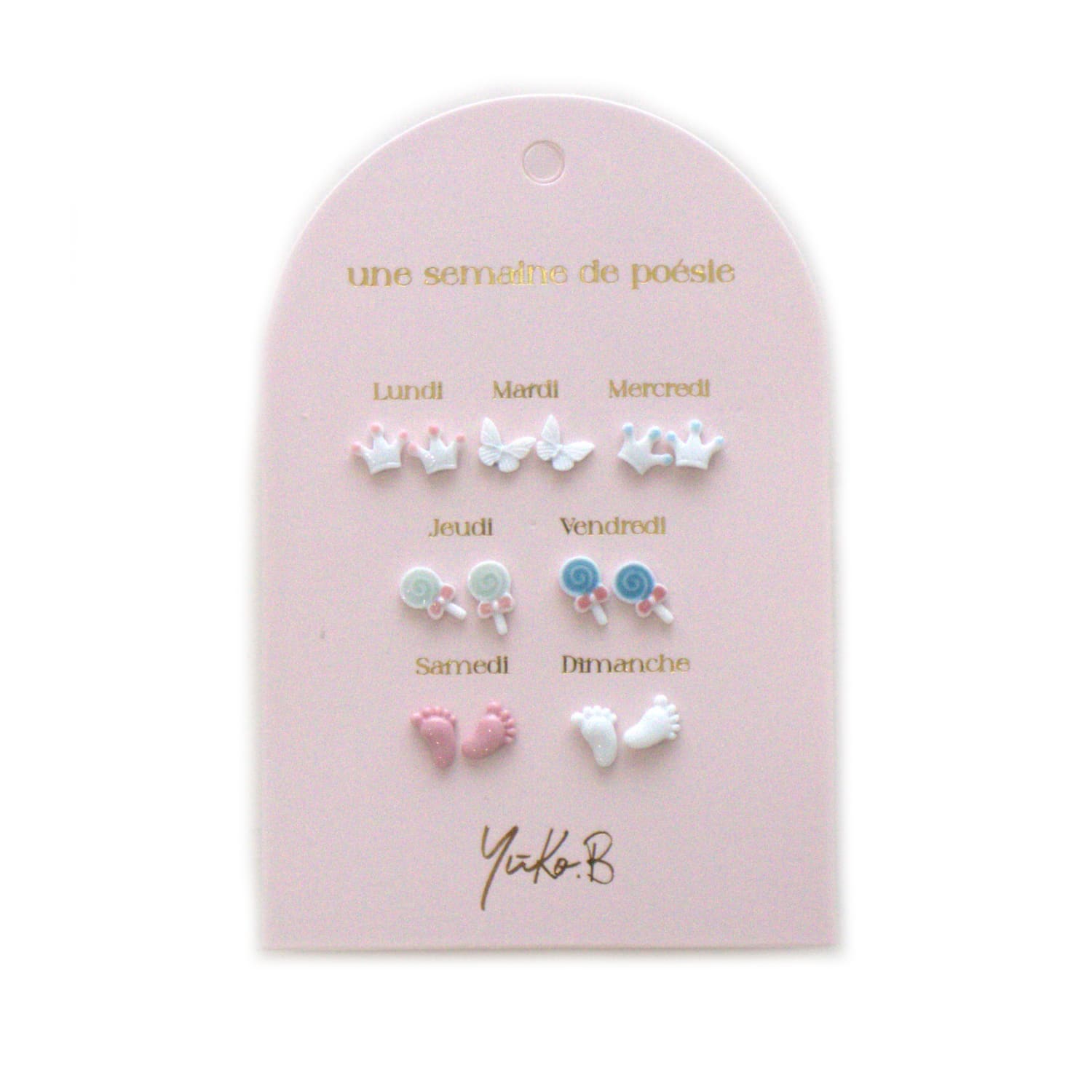 Set of 7 pairs of earrings, A week of poetry - Baby shower