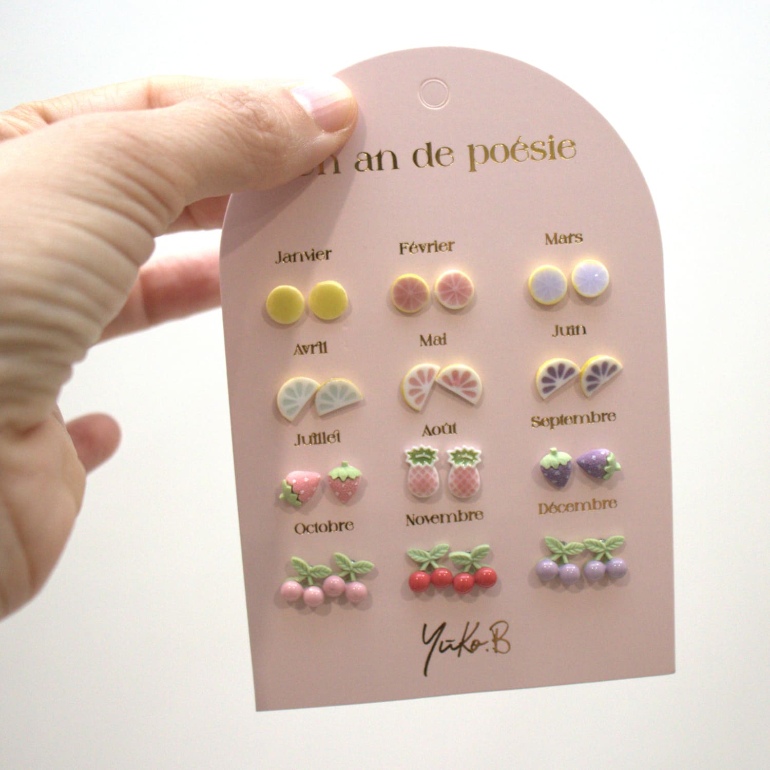 Set of 12 pairs of earrings, A year of poetry - Fruit