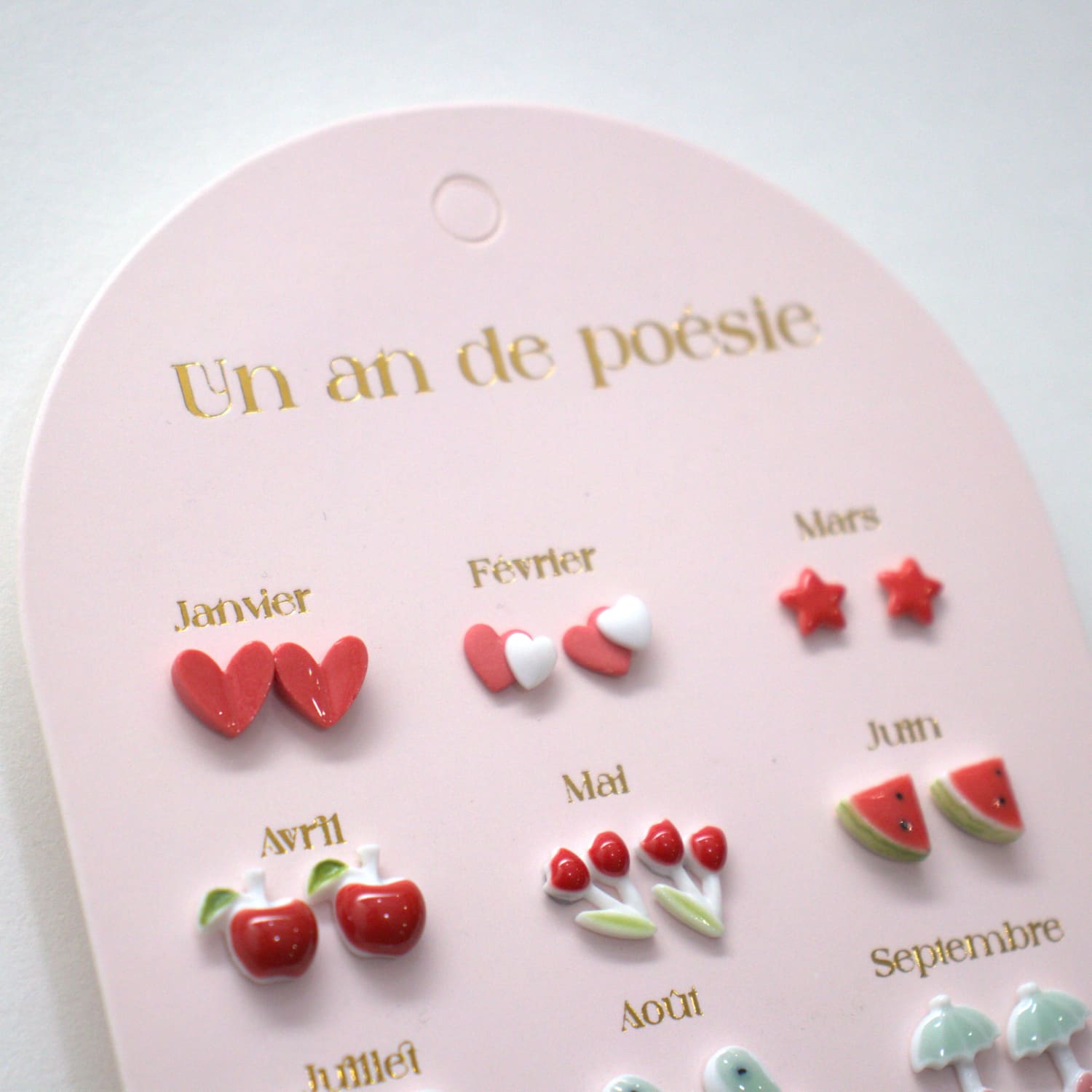 Set of 12 pairs of earrings, A year of poetry - Red Water